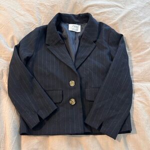 Zara Navy Striped Blazer